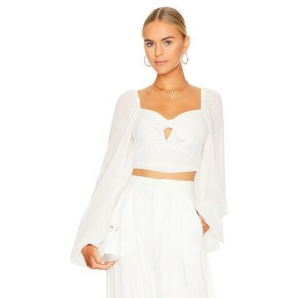 NWT For Love & Lemons x Revolve Trisha Crop Top in White Size XS $153 MSRP - Picture 1 of 9